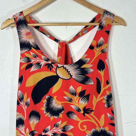 J. Crew Twist Back 100% Silk Dress Hibiscus Floral SZ 4 Tropical Resort Vacay - Picture 4 of 10